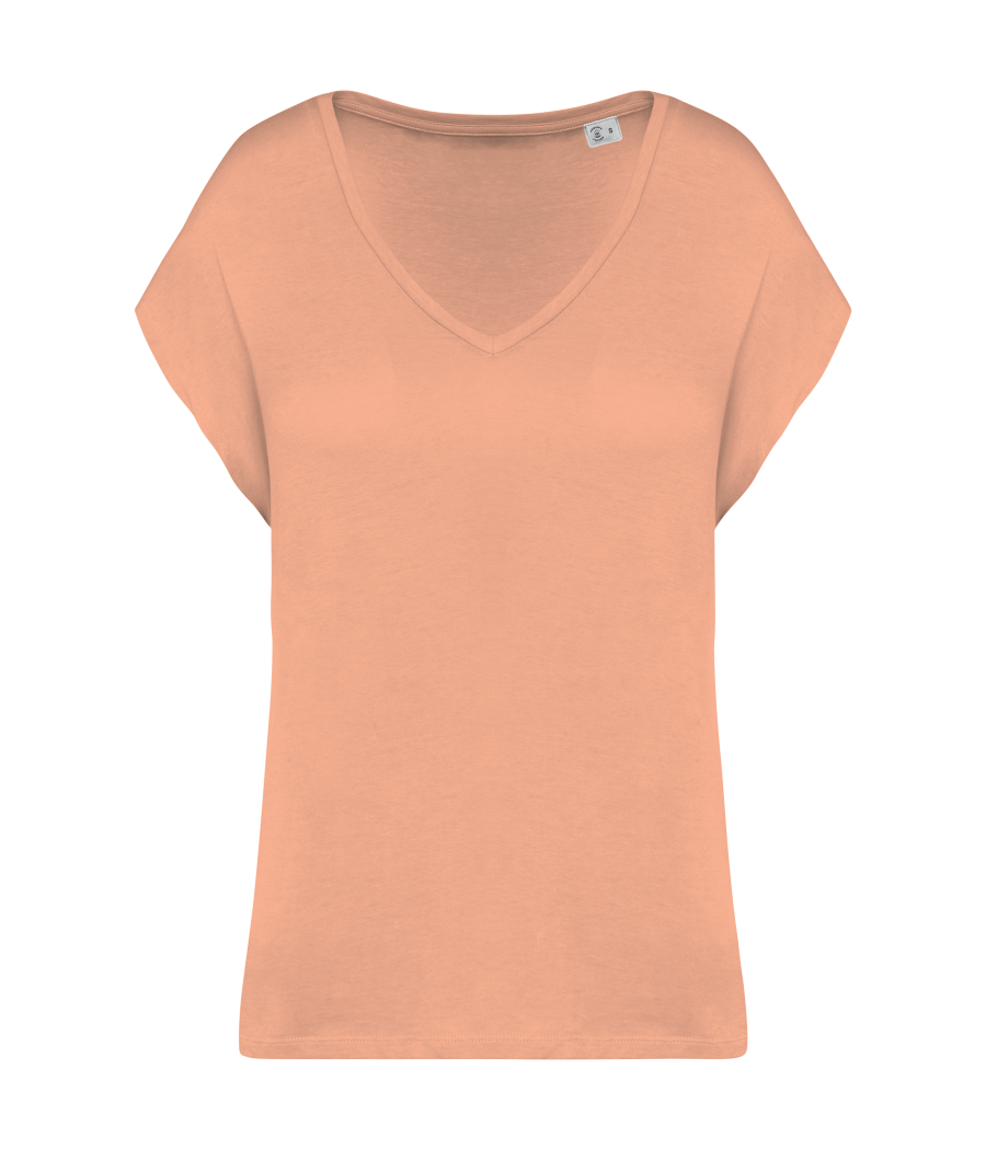 T-shirt écoresponsable loose à col V femme