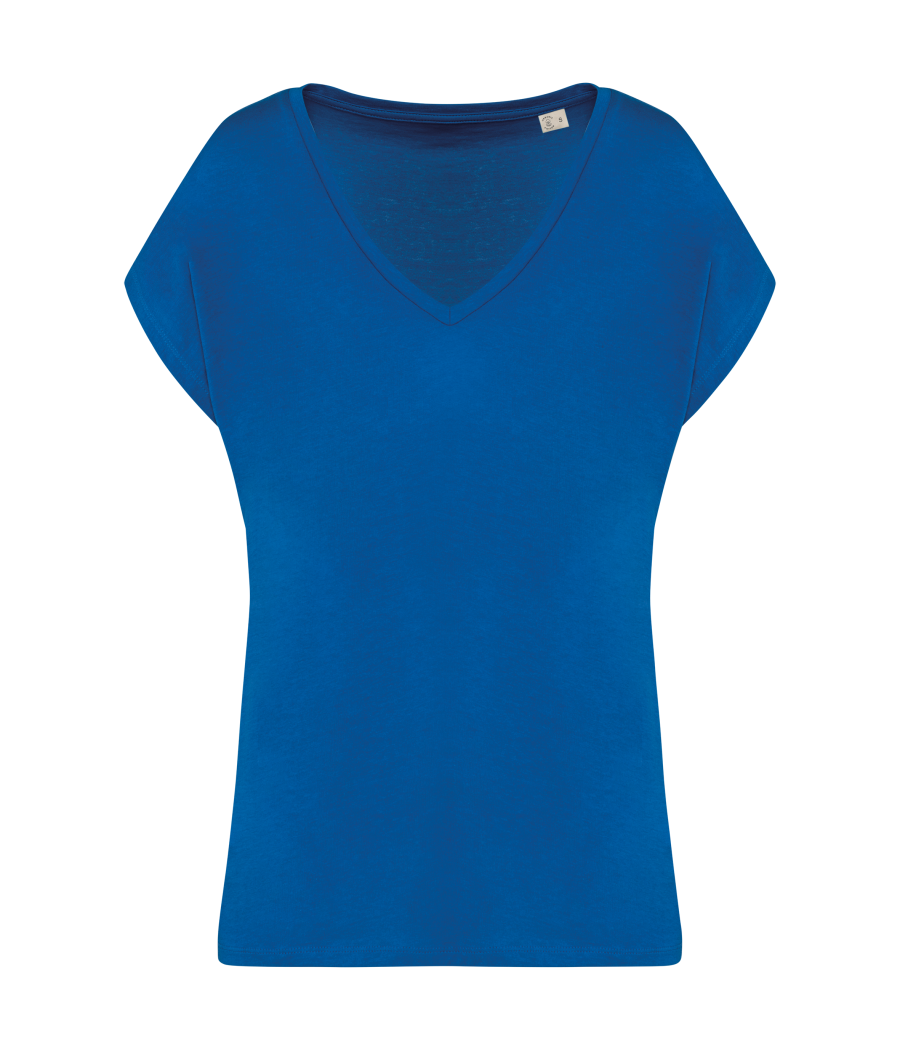 T-shirt écoresponsable loose à col V femme