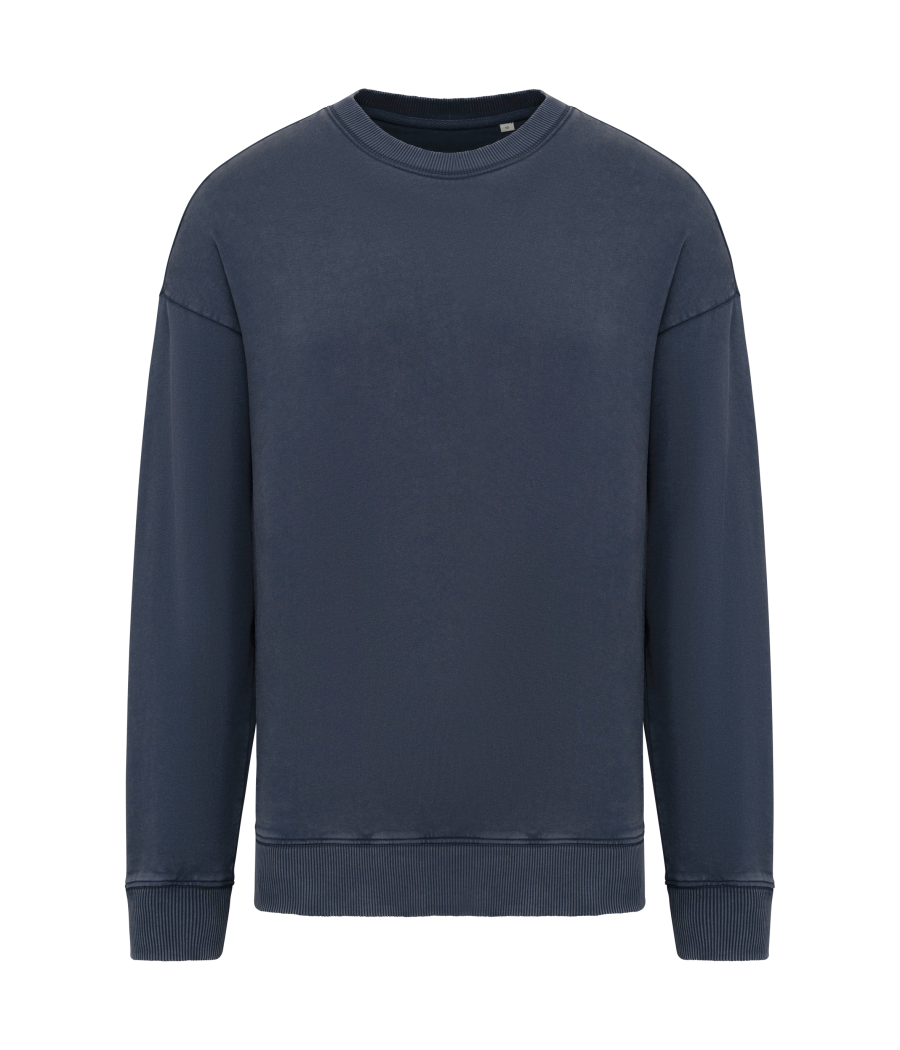 Sweat-shirt écoresponsable à col rond délavé oversize unisexe