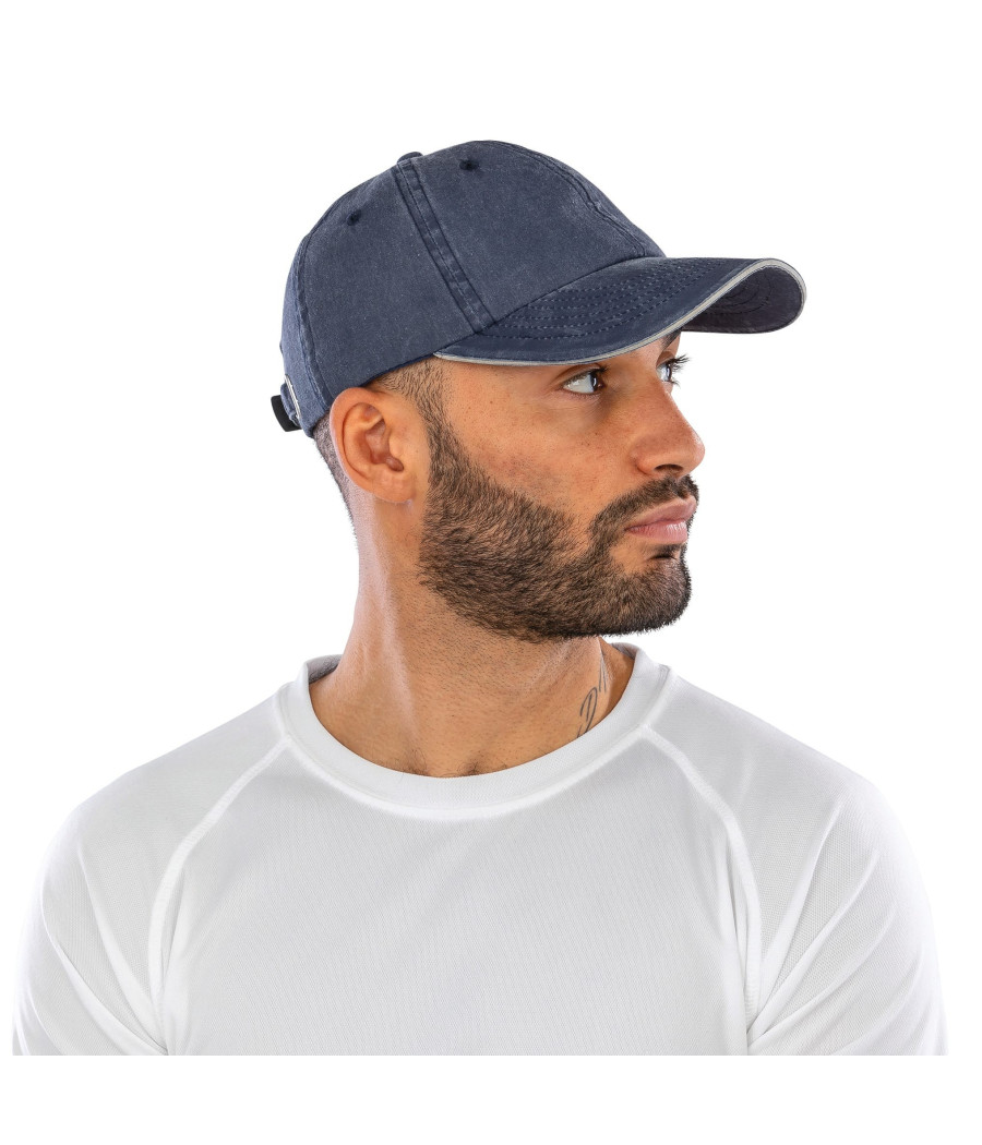 Casquette coton fine ligne lavé avec visière sandwich