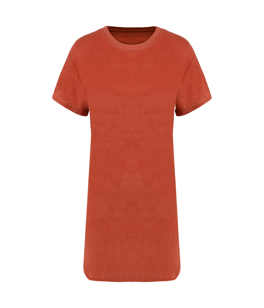 Robe t-shirt écoresponsable en éponge à épaules tombantes femme