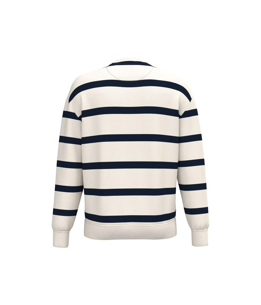 Sweat-shirt écoresponsable à col rond à rayures et épaules tombantes unisexe