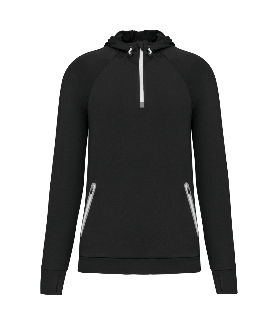 Sweat-shirt à capuche 1/4 zip sport unisexe