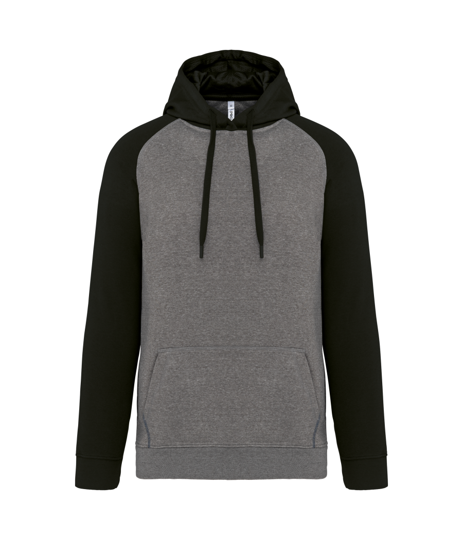 Sweat-shirt à capuche bicolore unisexe