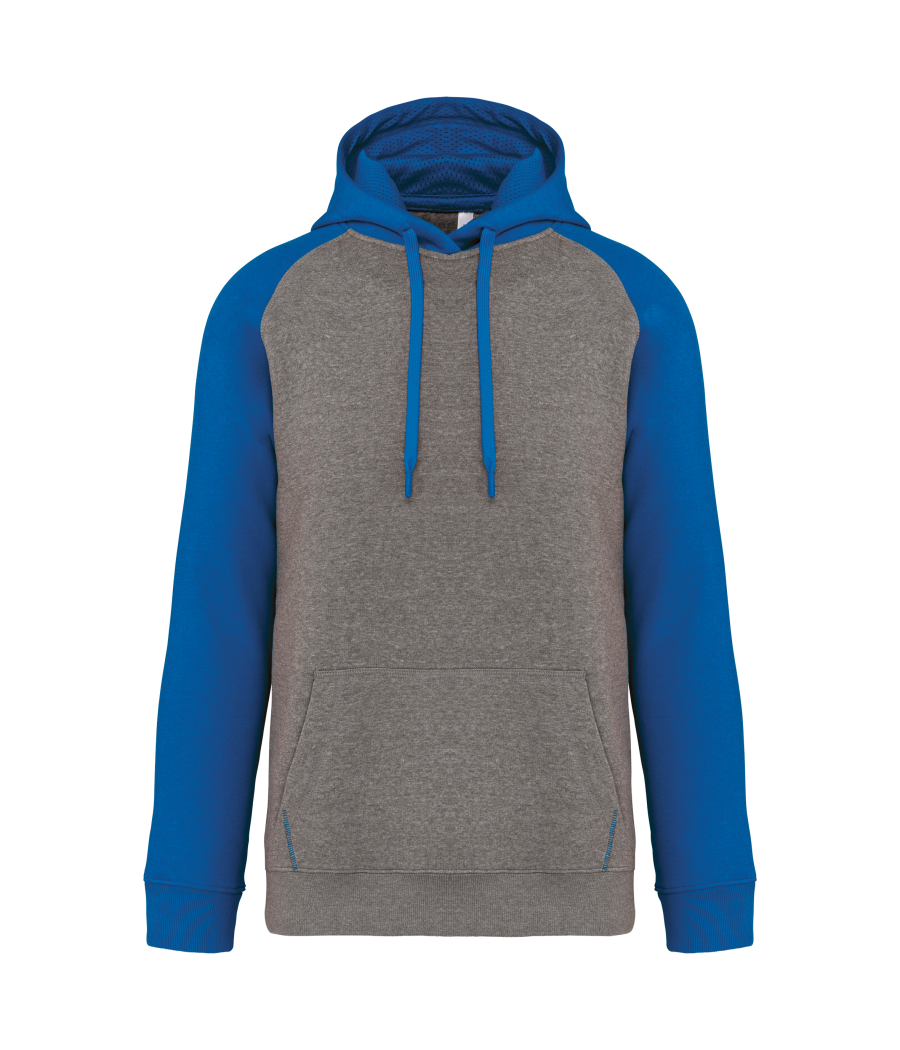 Sweat-shirt à capuche bicolore unisexe
