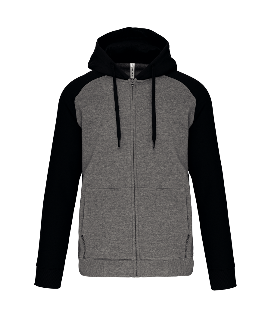 Veste molleton zippée capuche bicolore unisexe
