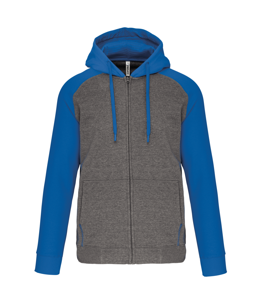 Veste molleton zippée capuche bicolore unisexe