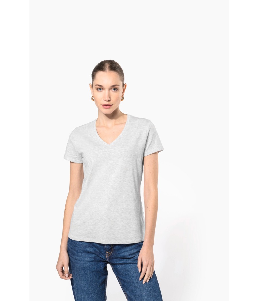 T-shirt col V manches courtes femme
