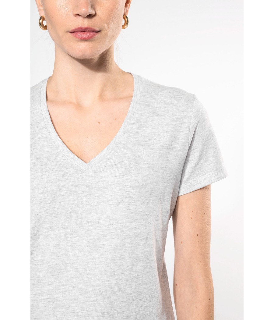 T-shirt col V manches courtes femme