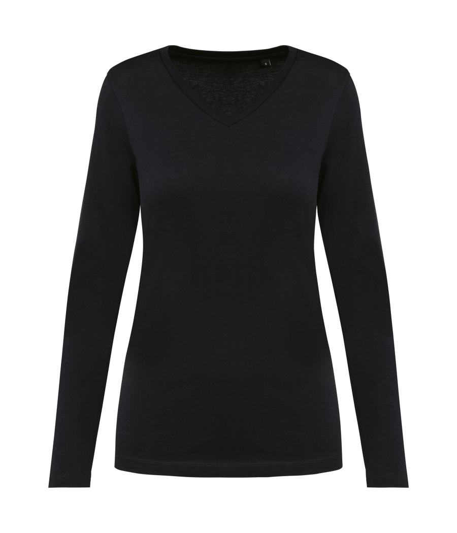 T-shirt Supima® col V manches longues femme