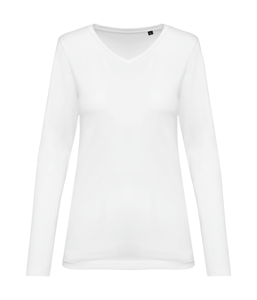 T-shirt Supima® col V manches longues femme