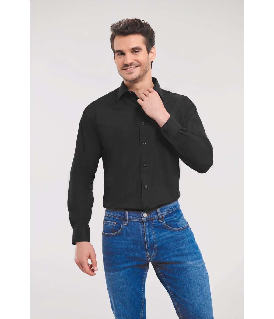 Chemise homme popeline polycoton manches longues