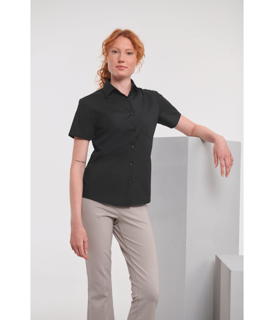 Chemise femme popeline polycoton manches courtes