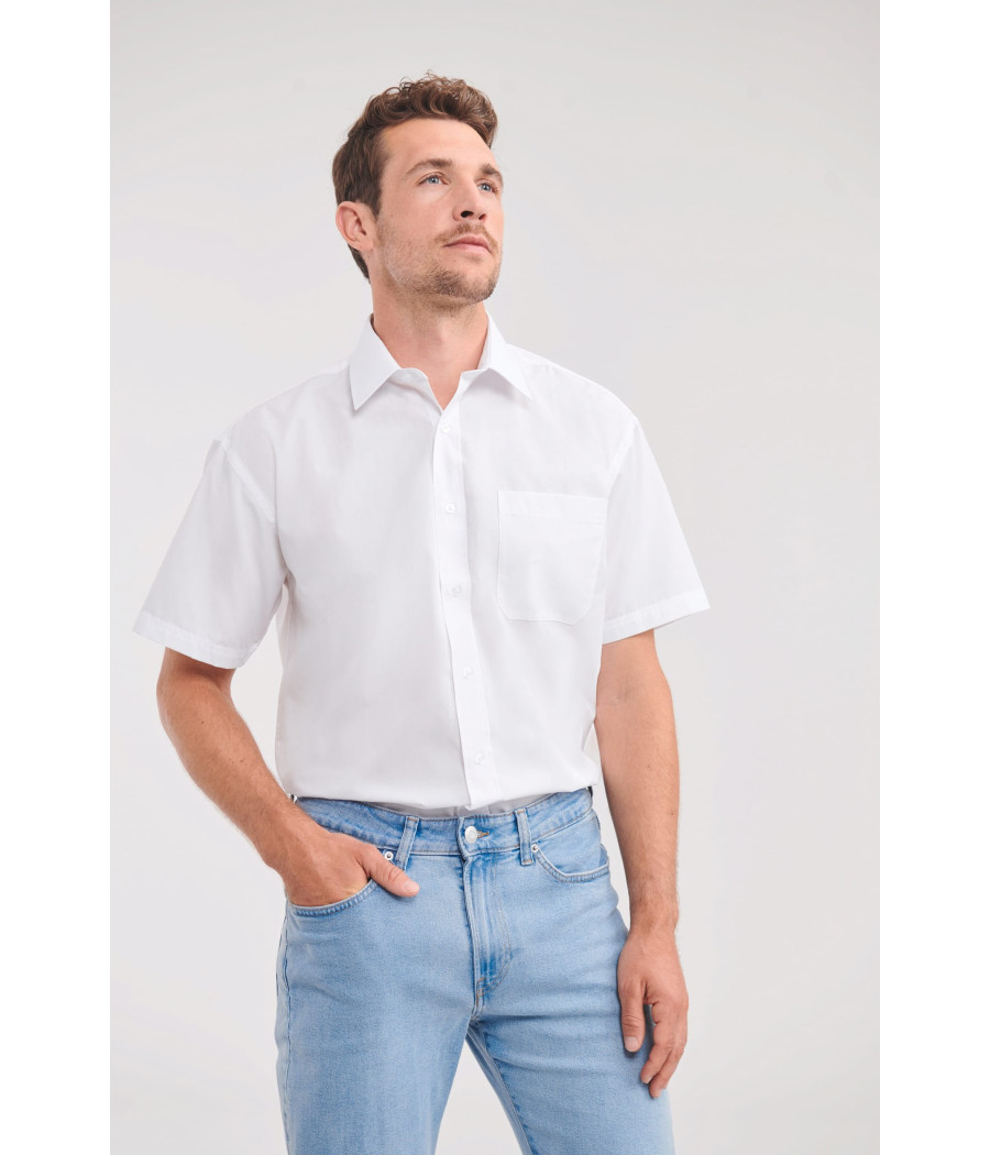 Chemise homme popeline polycoton manches courtes