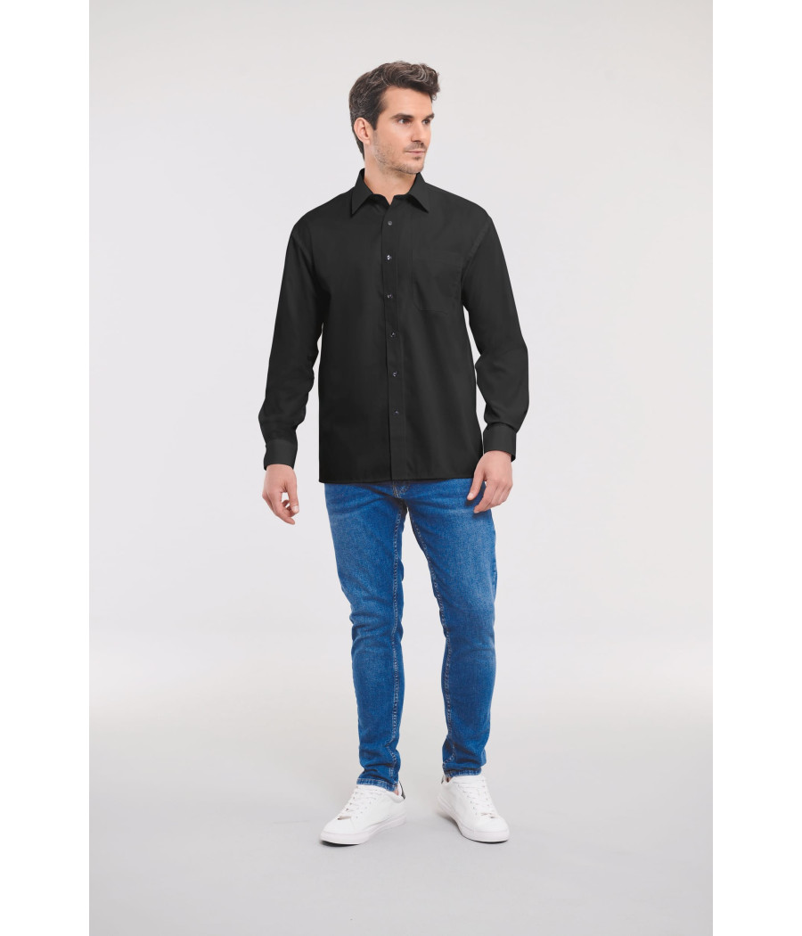 Chemise homme popeline pur coton manches longues