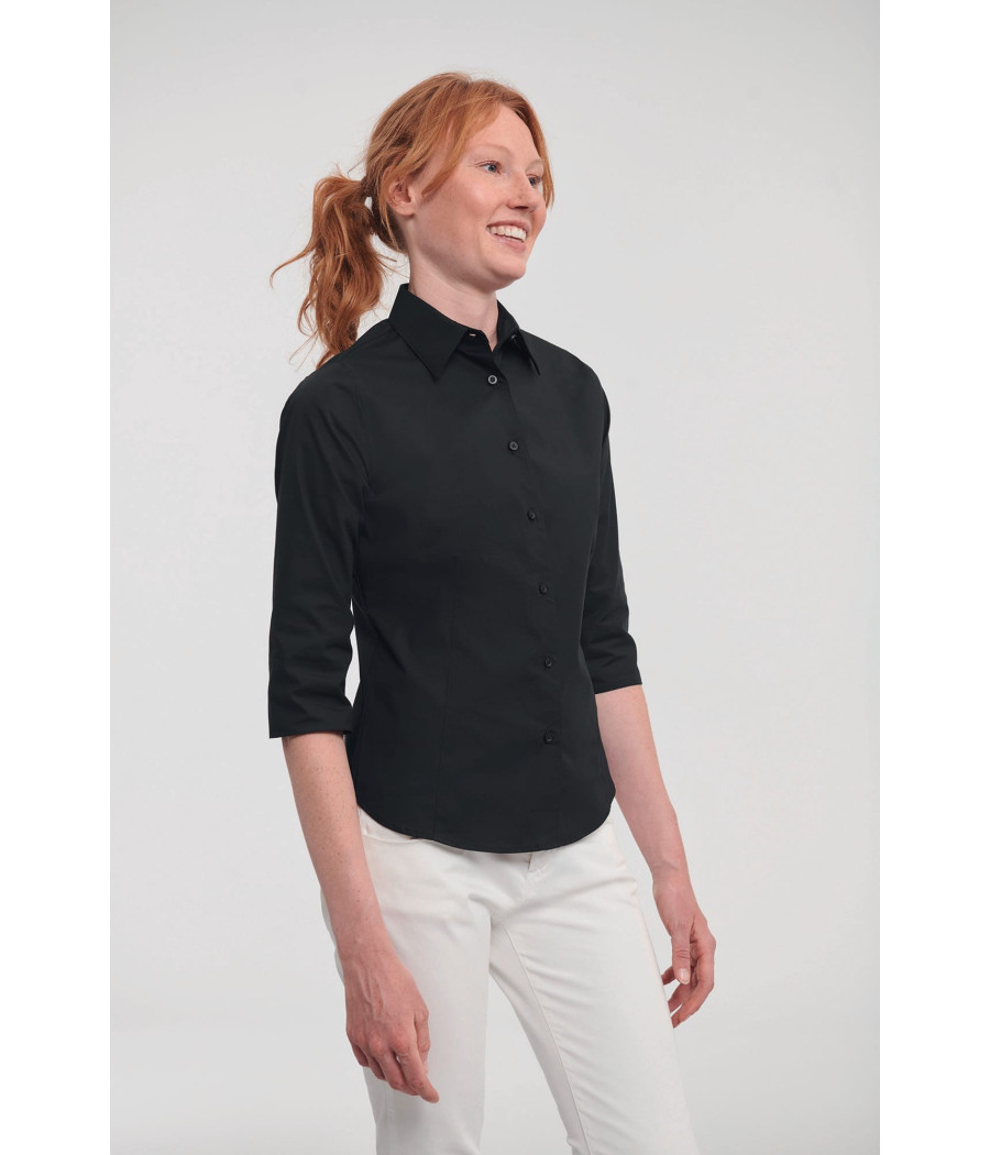 Chemise fittée femme manches 3/4