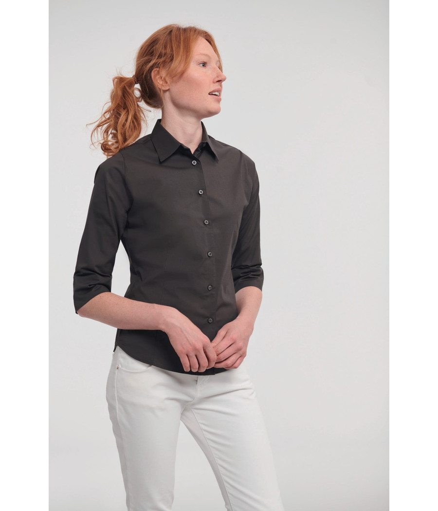 Chemise fittée femme manches 3/4