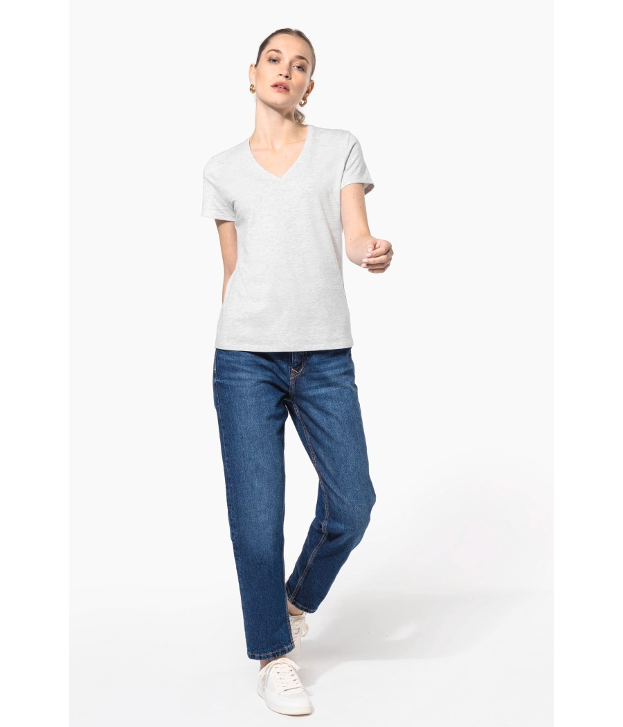 T-shirt col V manches courtes femme