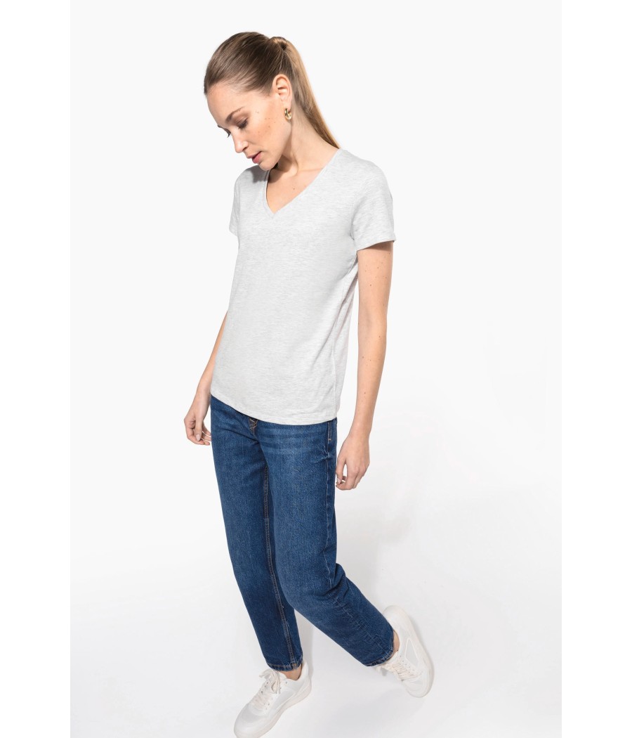 T-shirt col V manches courtes femme