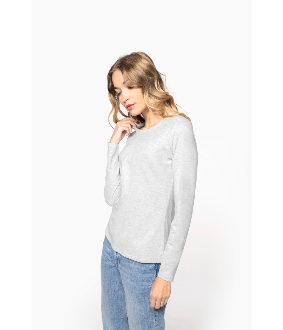 T-shirt col rond manches longues femme