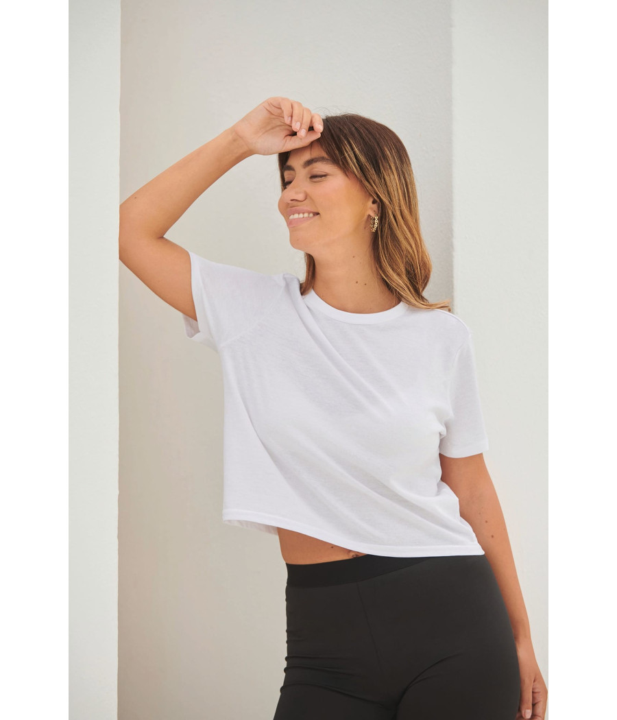 T-shirt court coupe carrée femme