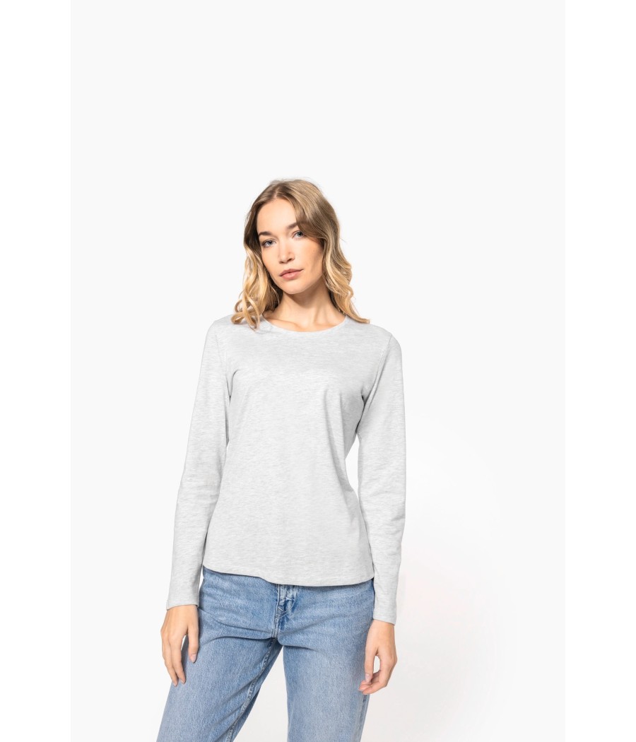T-shirt col rond manches longues femme