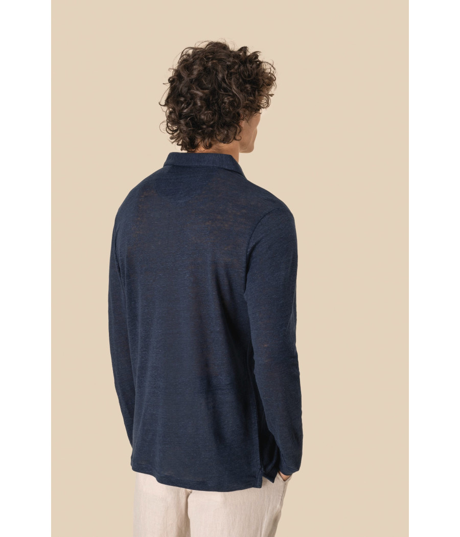Polo manches longues en lin homme