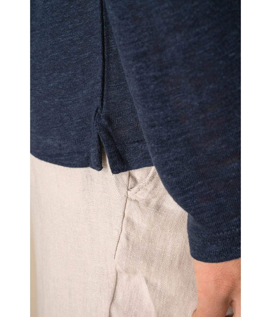 Polo manches longues en lin homme