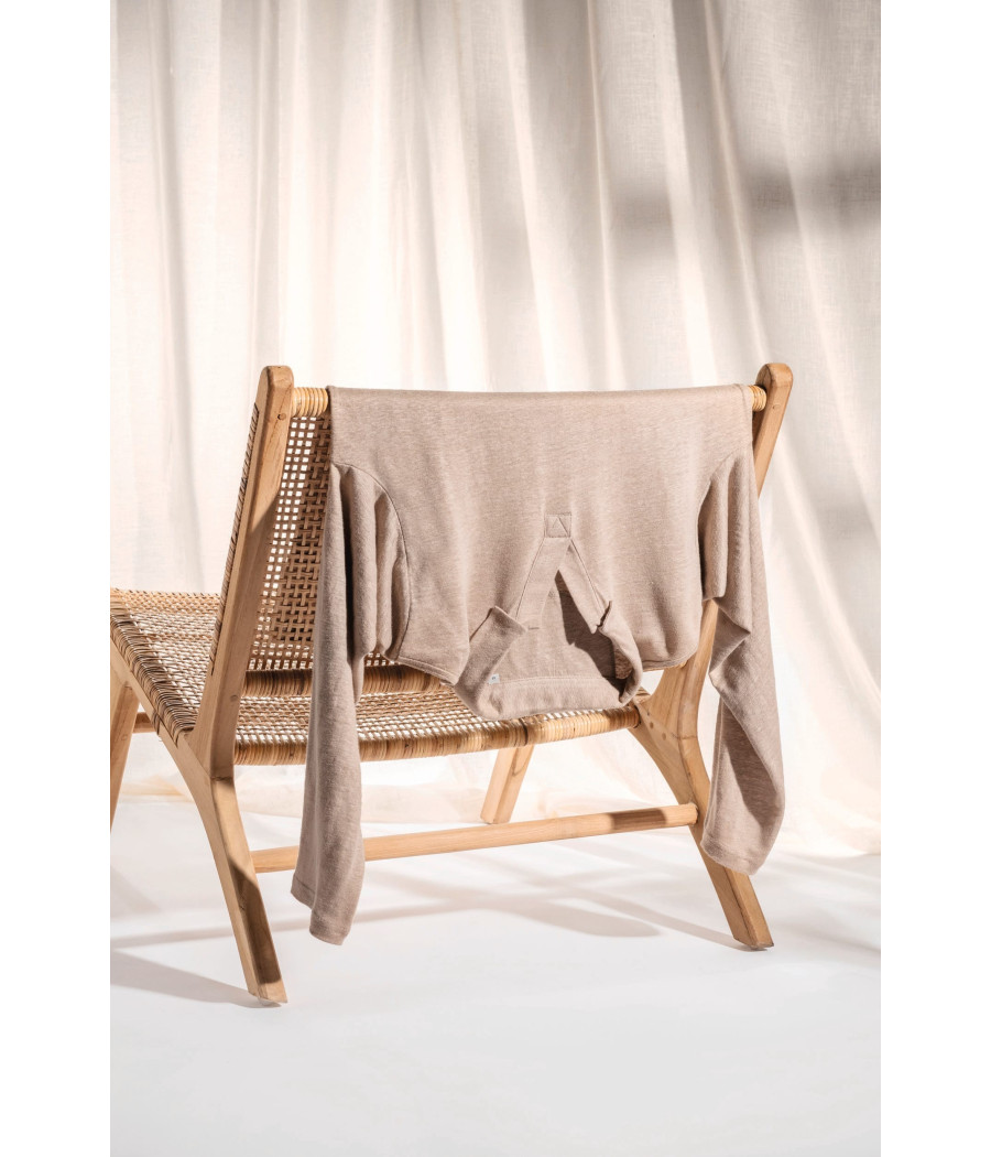 Polo manches longues en lin homme