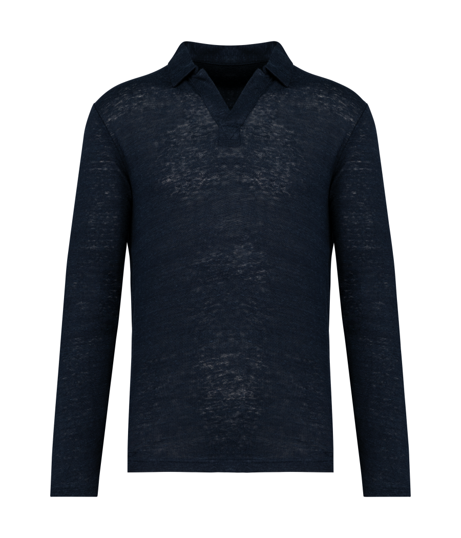 Polo manches longues en lin homme
