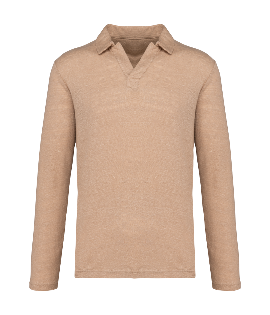 Polo manches longues en lin homme