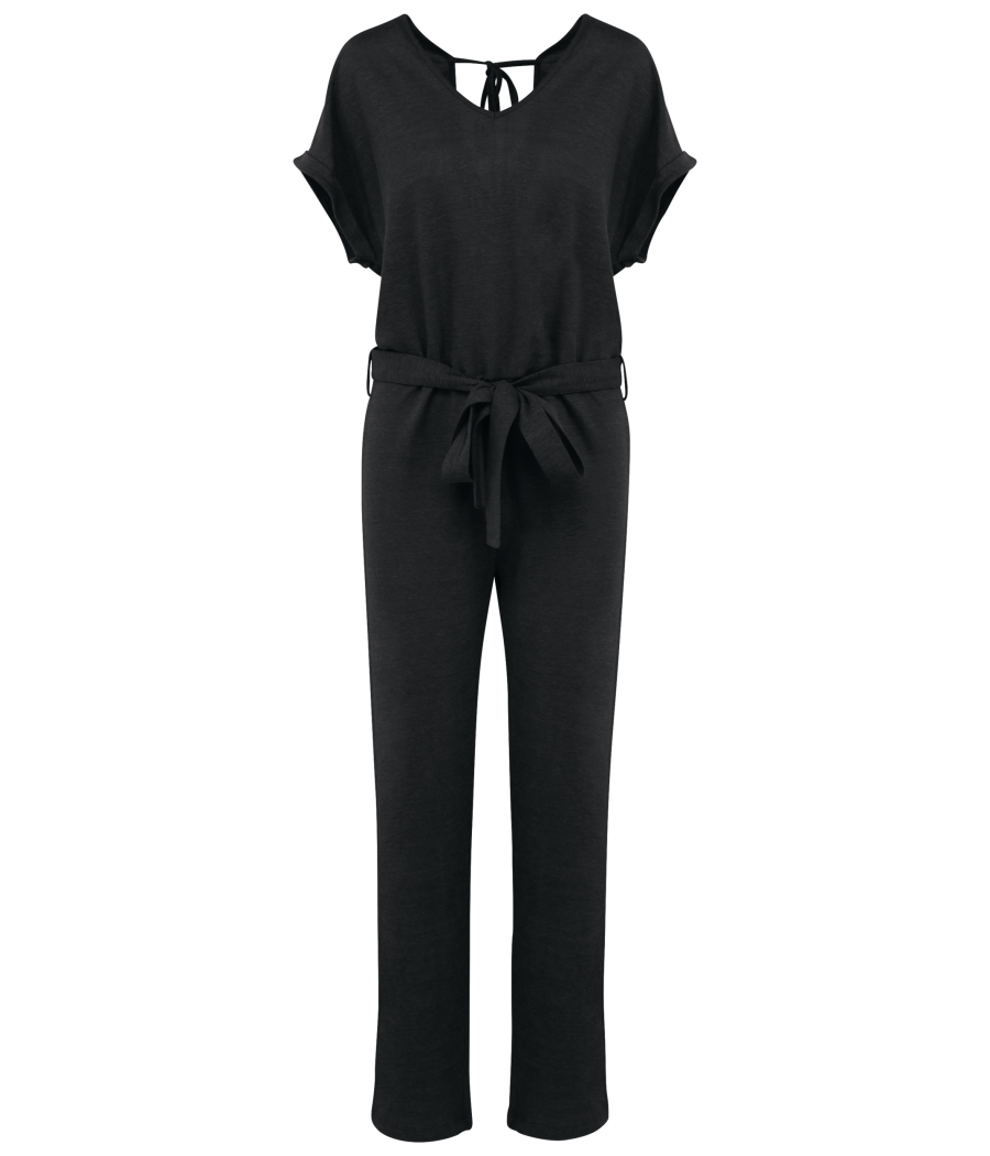 Combinaison en maille manches courtes en lin femme