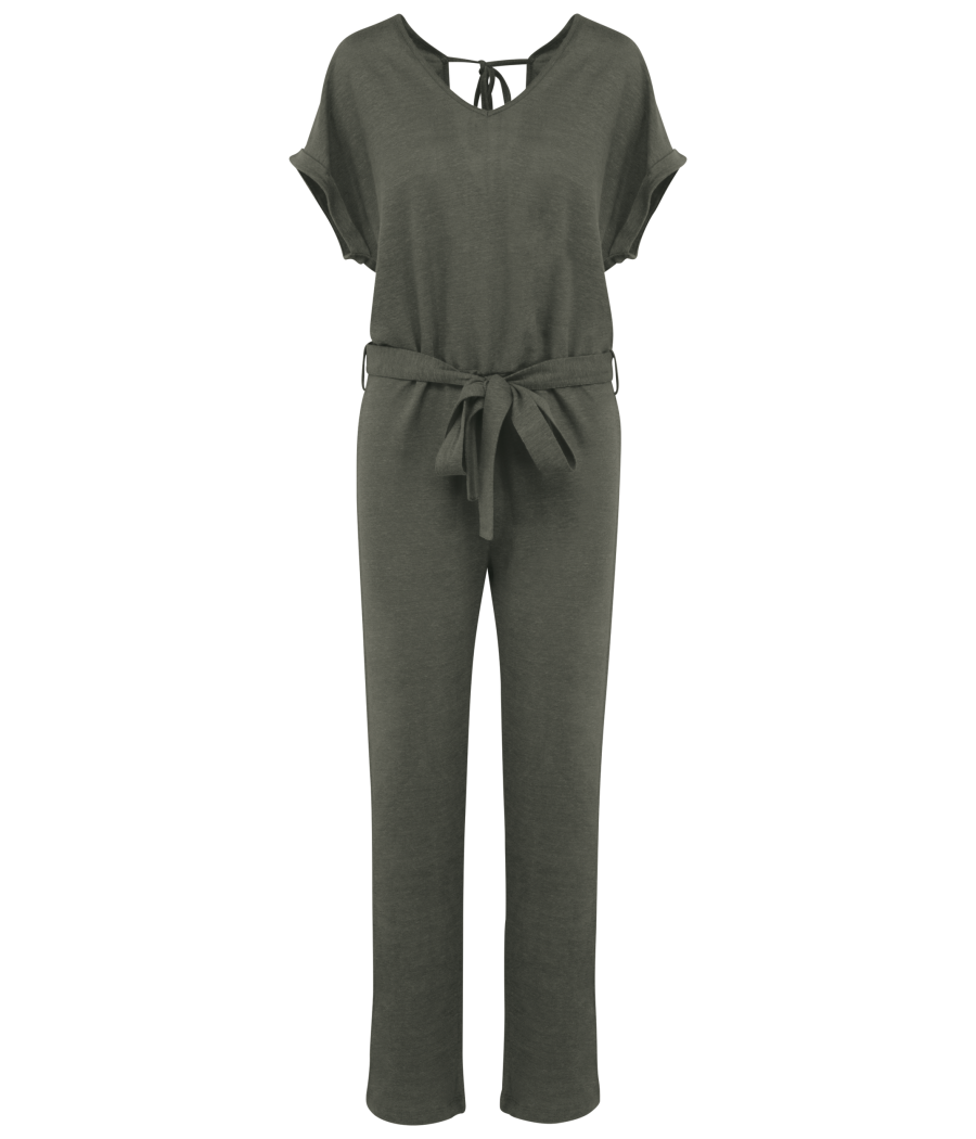 Combinaison en maille manches courtes en lin femme