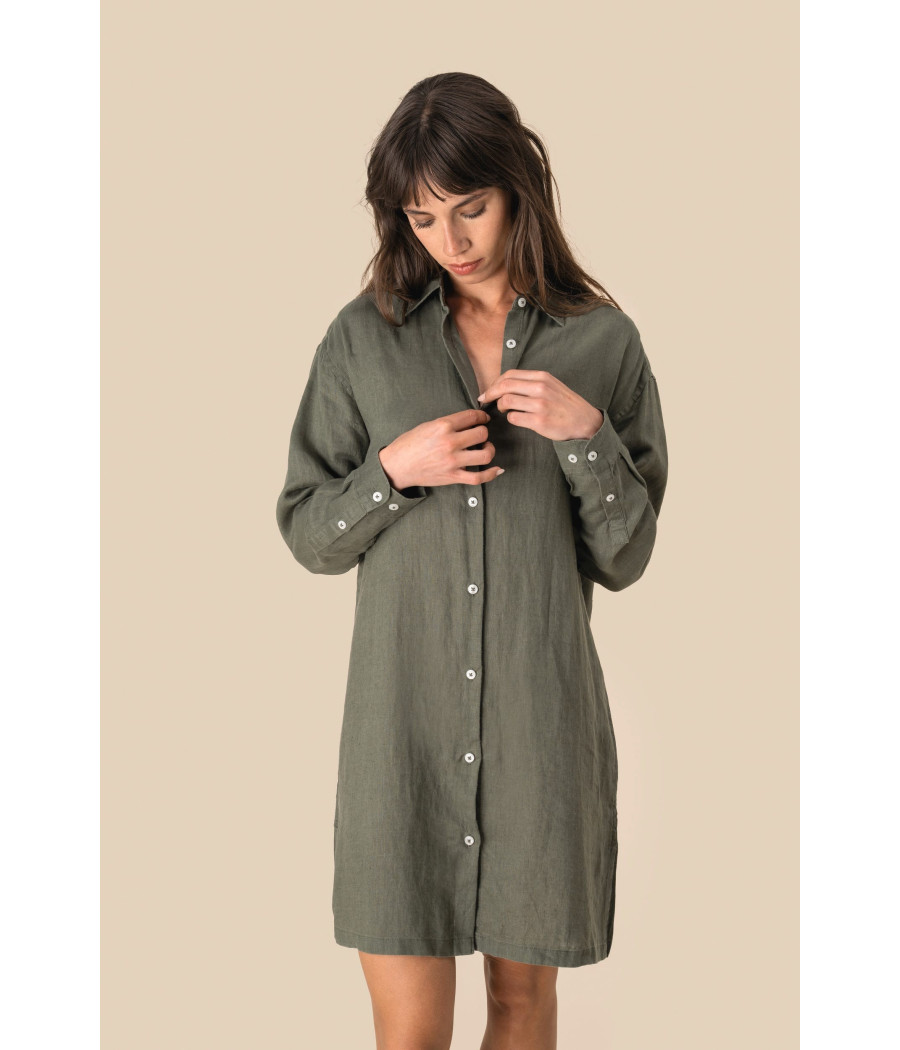 Robe chemise en lin femme
