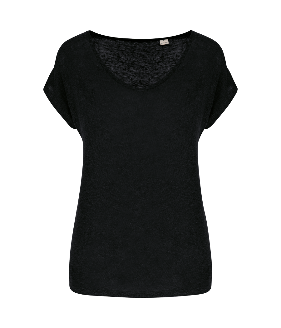 T-shirt col V en lin femme
