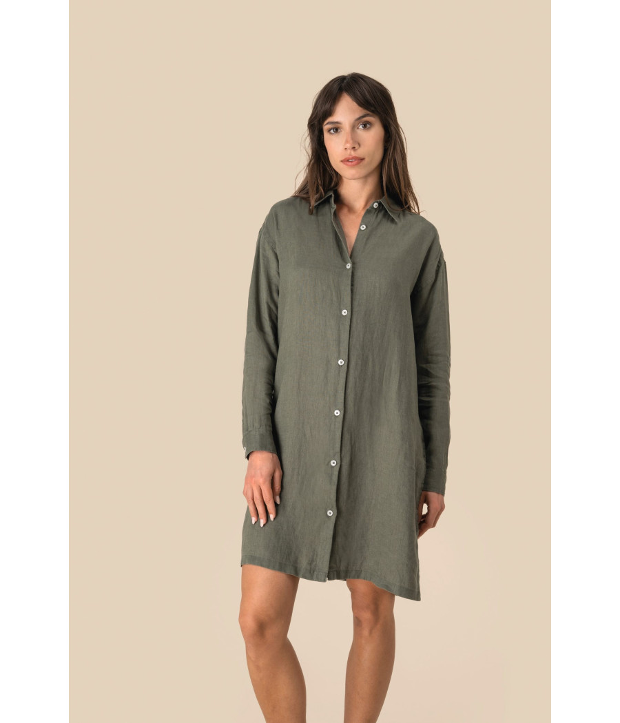 Robe chemise en lin femme
