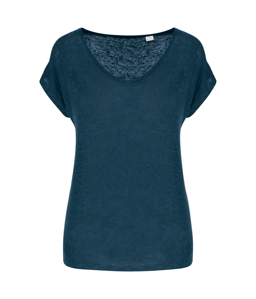 T-shirt col V en lin femme