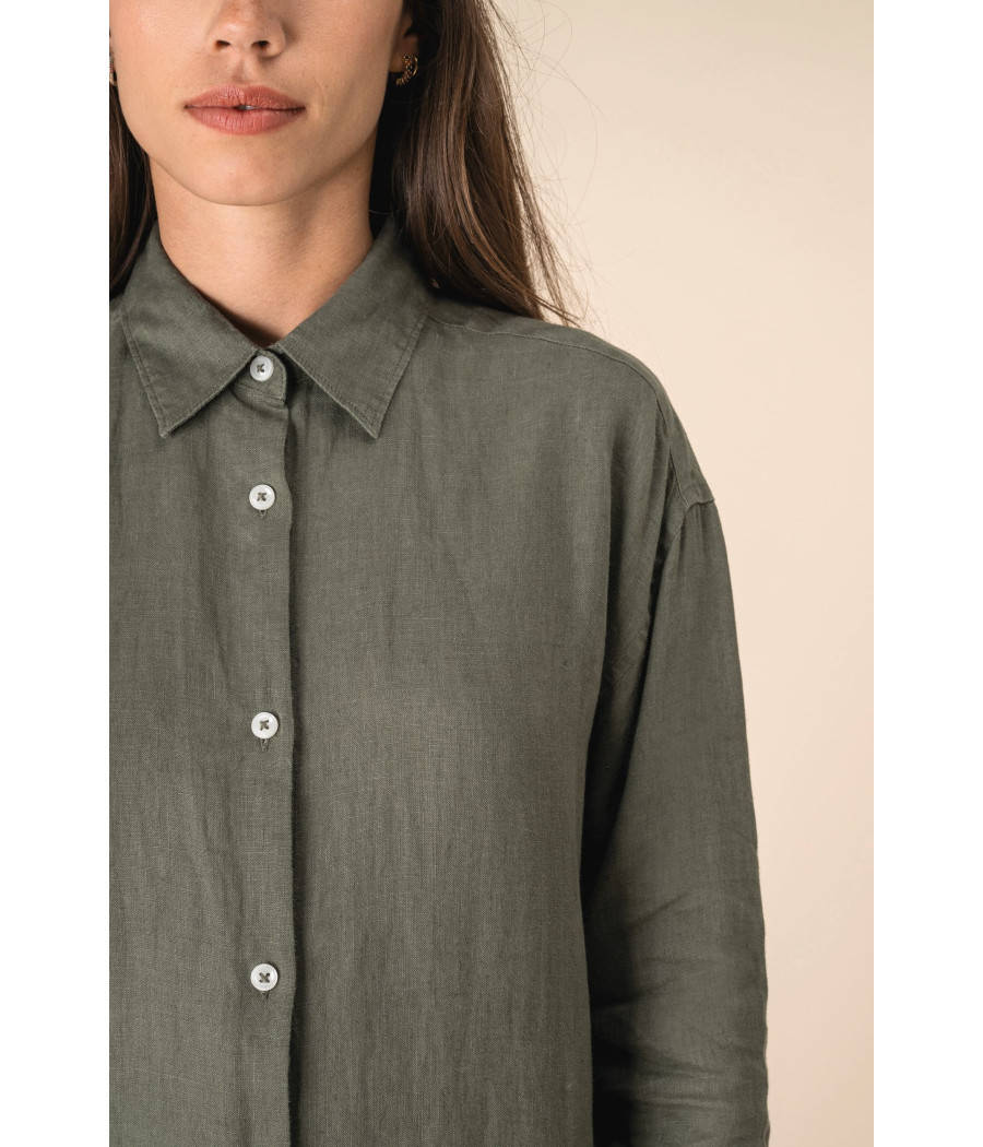 Robe chemise en lin femme