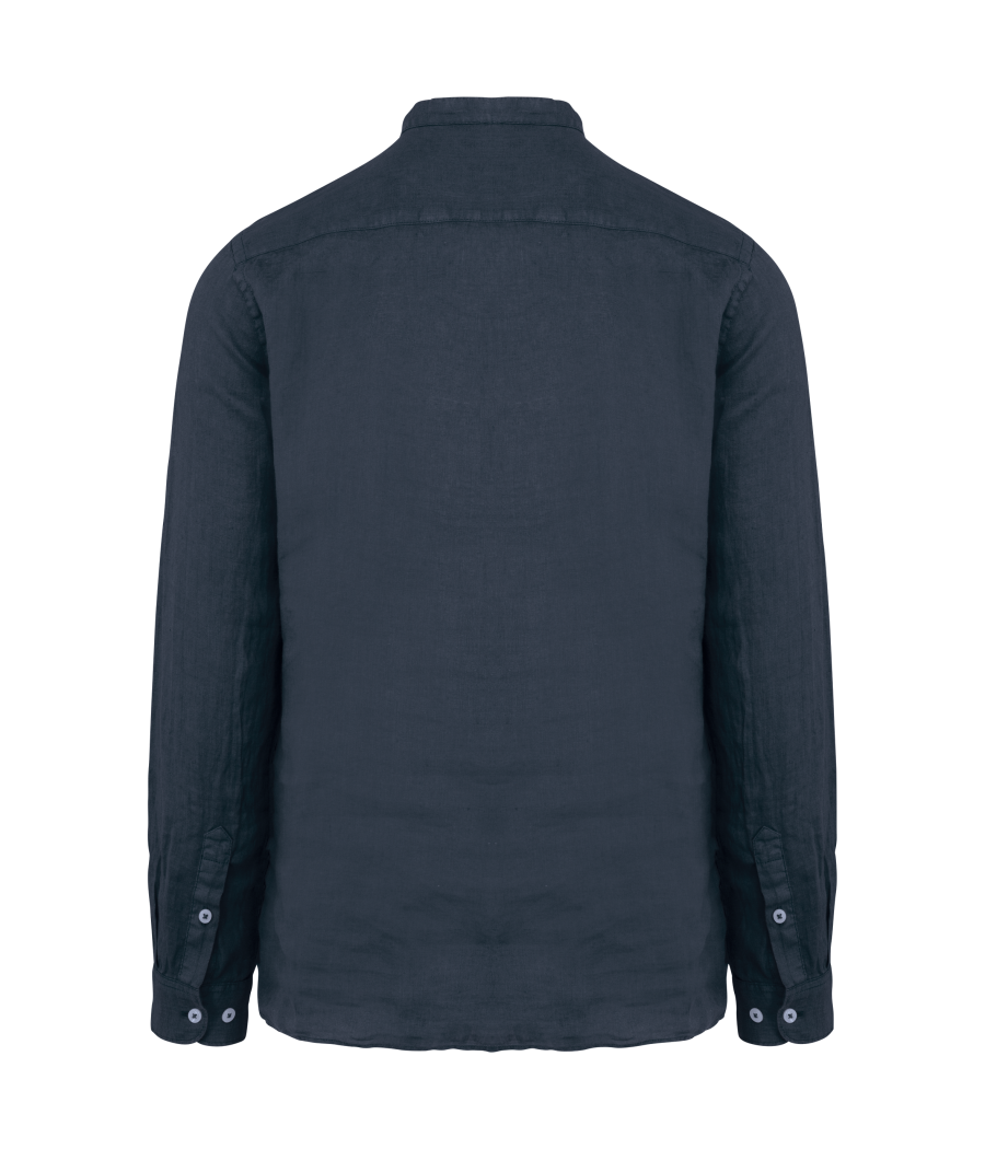 Chemise à col Mao délavée  en lin homme