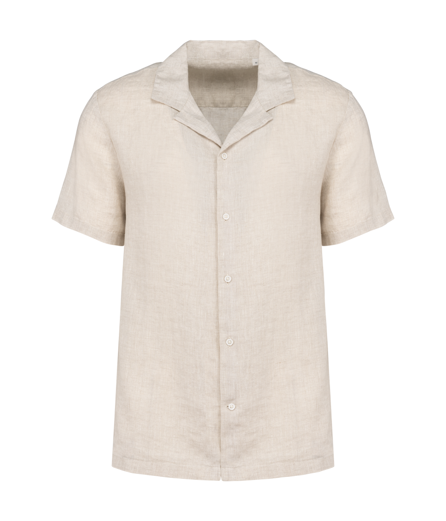 Chemise à col bowling en lin homme