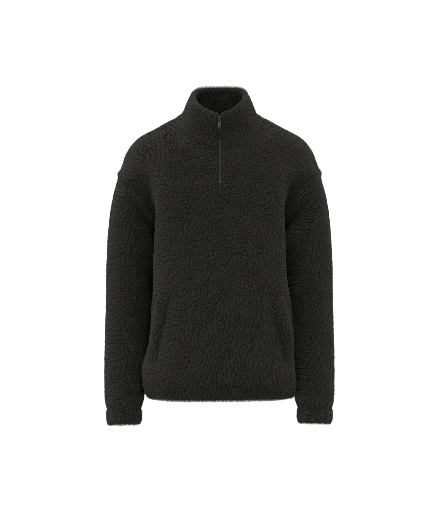 Sweat-shirt 1/4 zip à épaules tombantes en sherpa unisexe