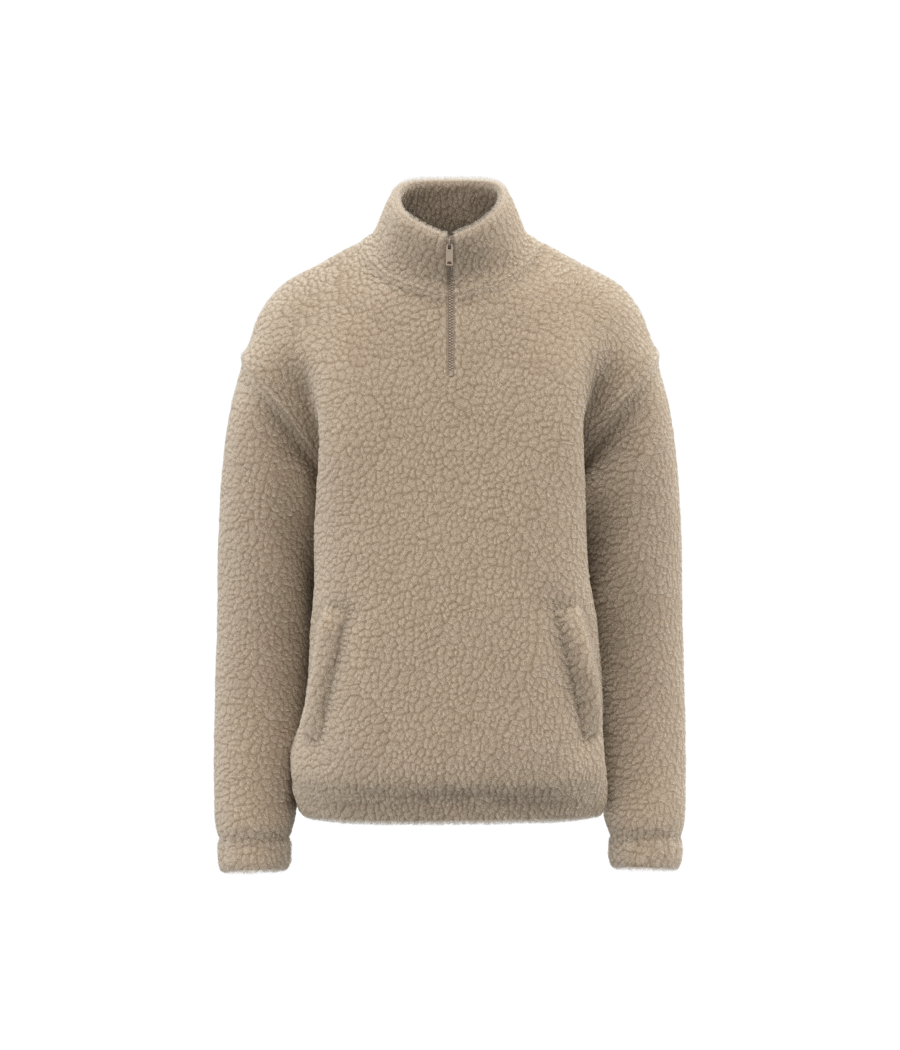 Sweat-shirt 1/4 zip à épaules tombantes en sherpa unisexe