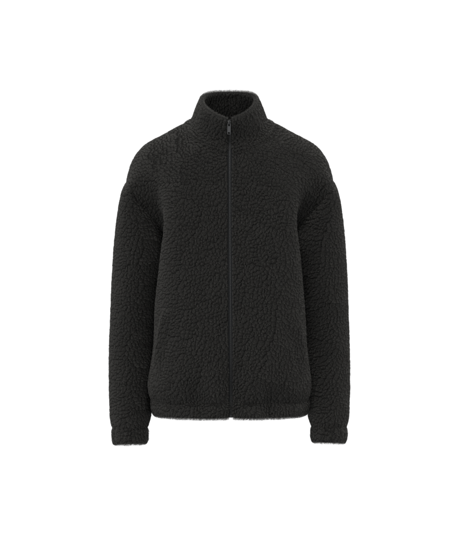 Sweat-shirt zippé à épaules tombantes en sherpa unisexe