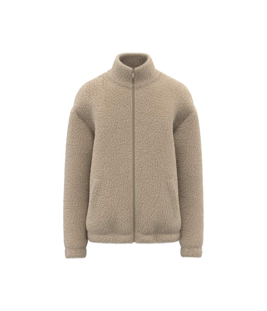 Sweat-shirt zippé à épaules tombantes en sherpa unisexe