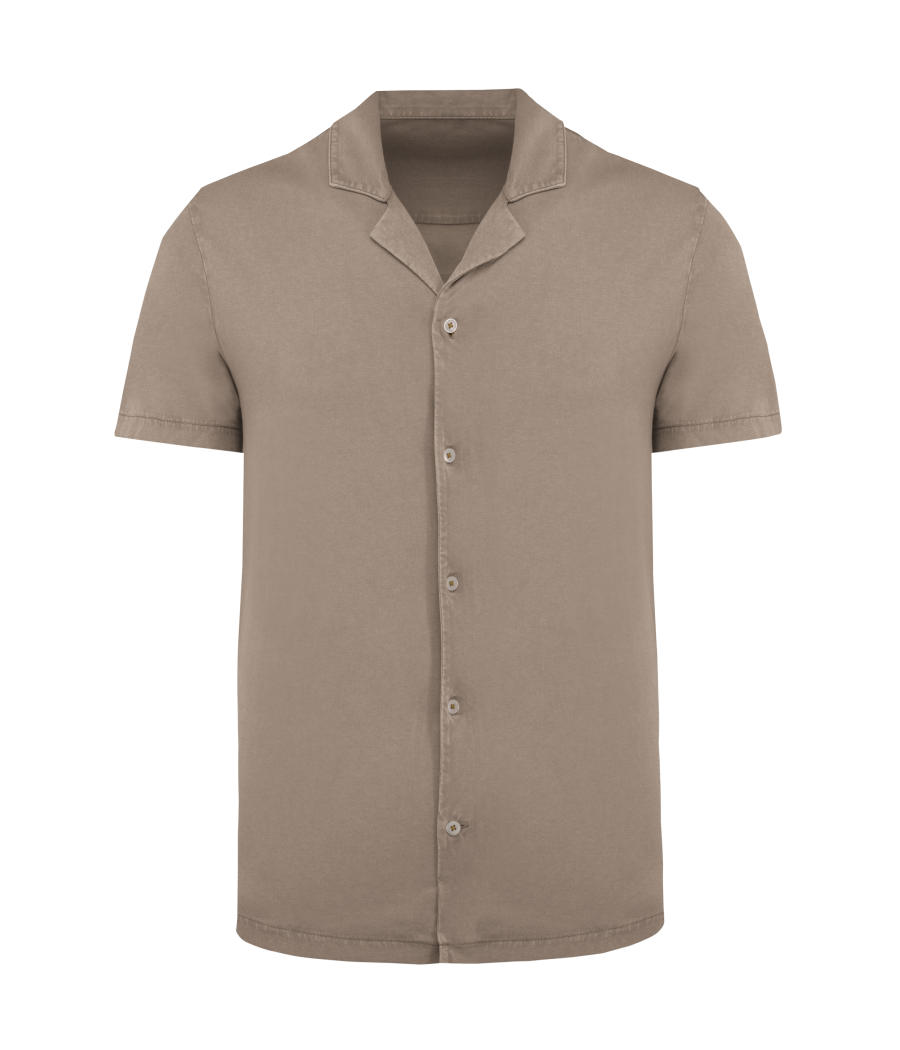 Chemise écoresponsable à col bowling délavée en jersey manches courtes homme
