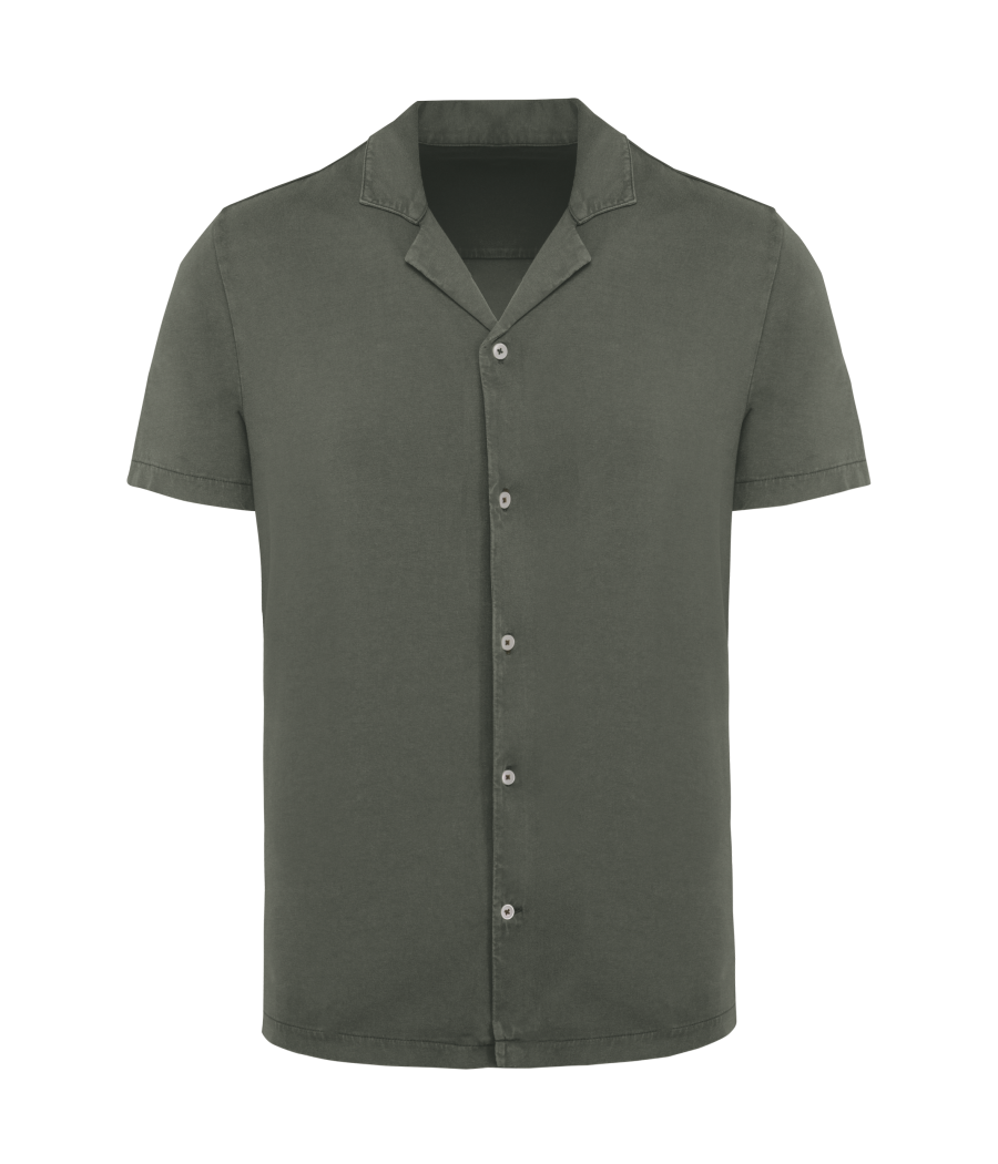 Chemise écoresponsable à col bowling délavée en jersey manches courtes homme