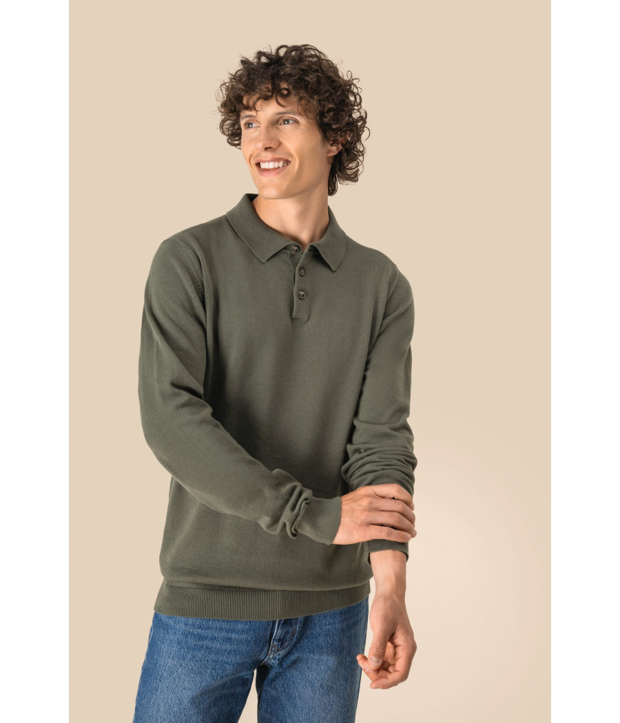 Polo écoresponsable manches longues homme