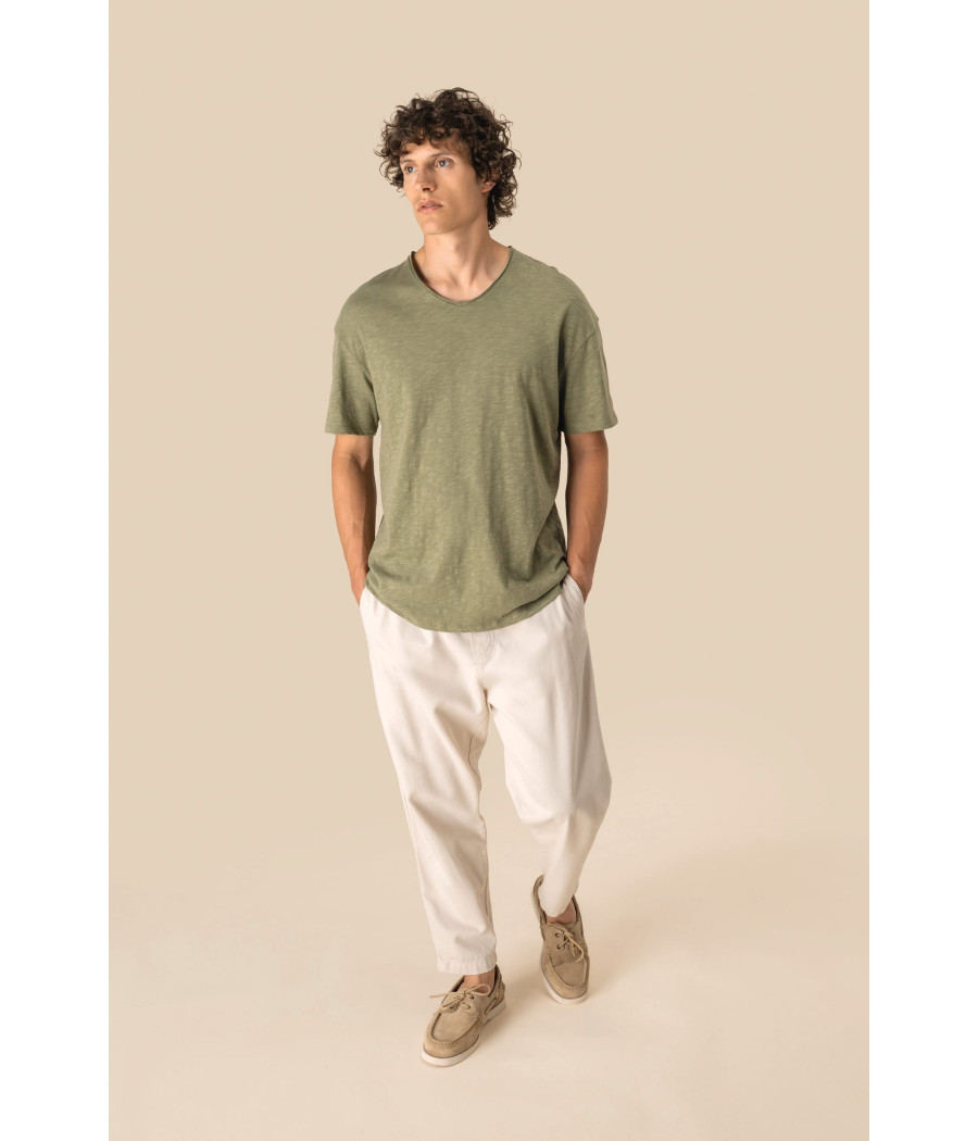 T-shirt écoresponsable col slub à épaules tombantes homme