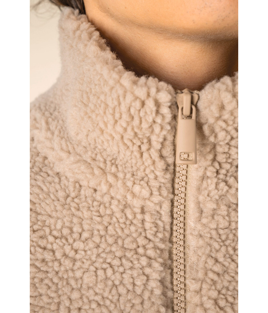 Sweat-shirt 1/4 zip à épaules tombantes en sherpa unisexe