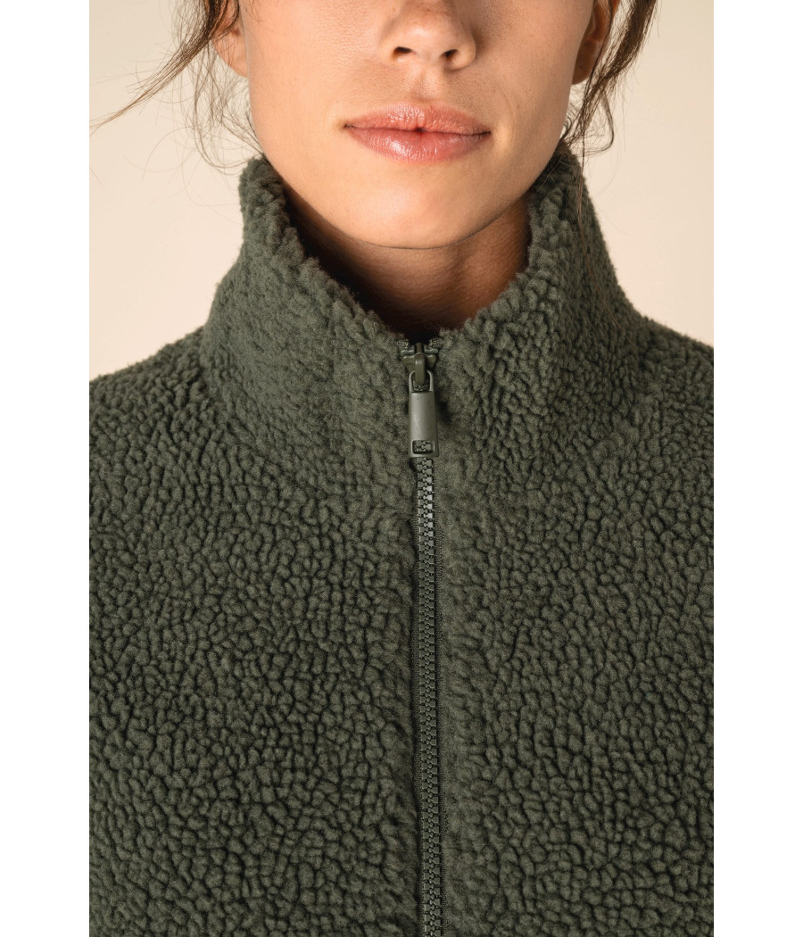 Sweat-shirt zippé à épaules tombantes en sherpa unisexe